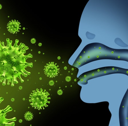 호흡기를 통해 감염되는 독감균을 형상화한 그림