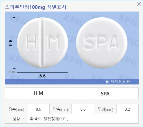 스파부틴정 식별표시