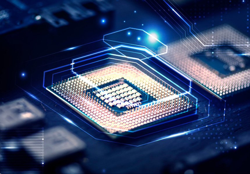 한국 반도체 산업의 연구개발과 AI 투자를 상징하는 이미지
