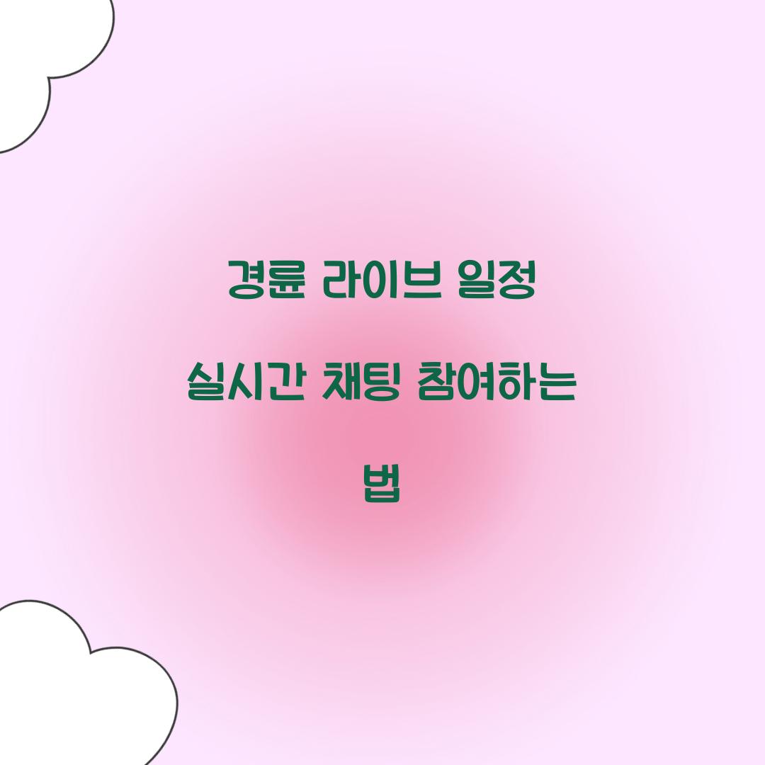 경륜 라이브 일정 실시간 채팅 참여하는 법