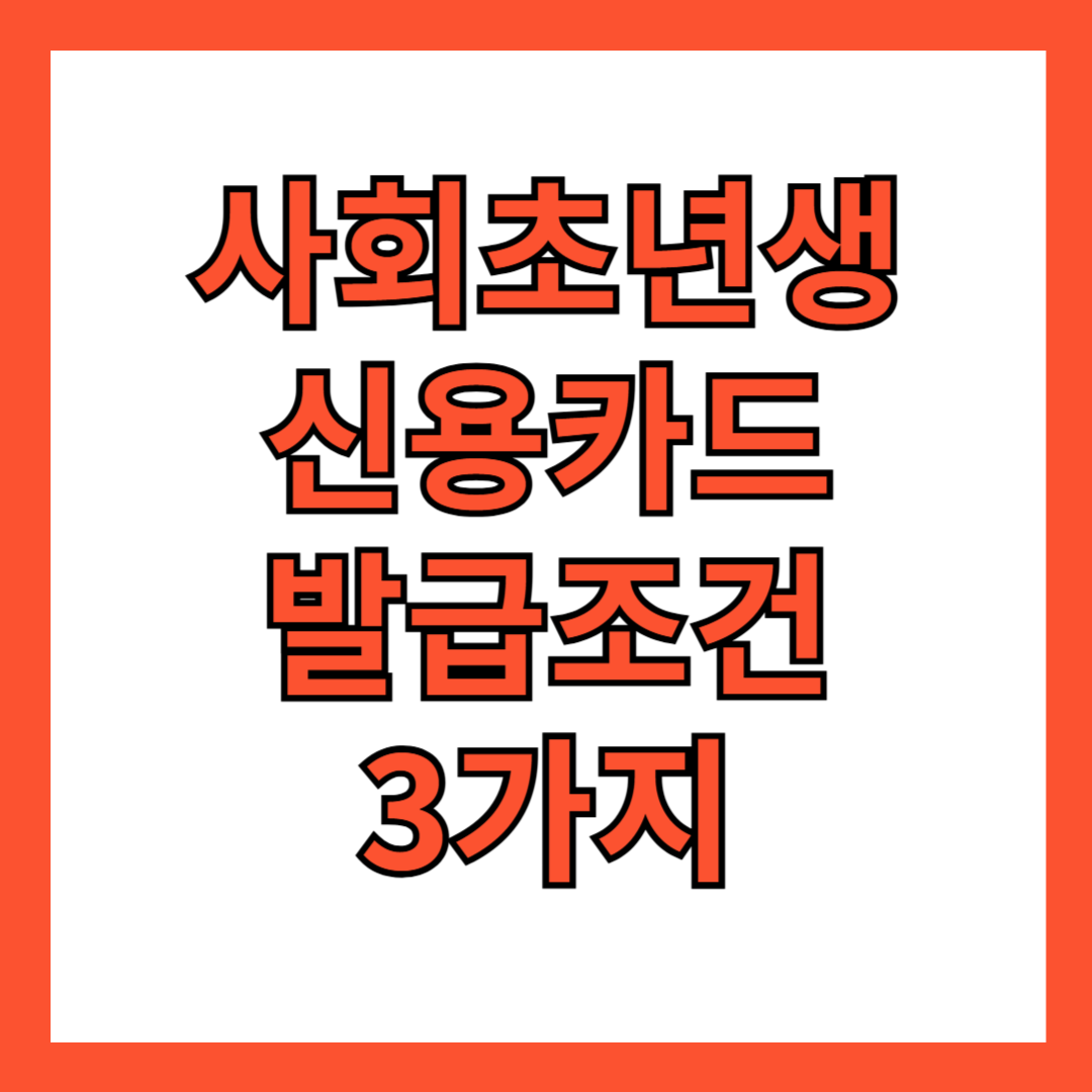 사회초년생 신용카드 발급조건 3가지
