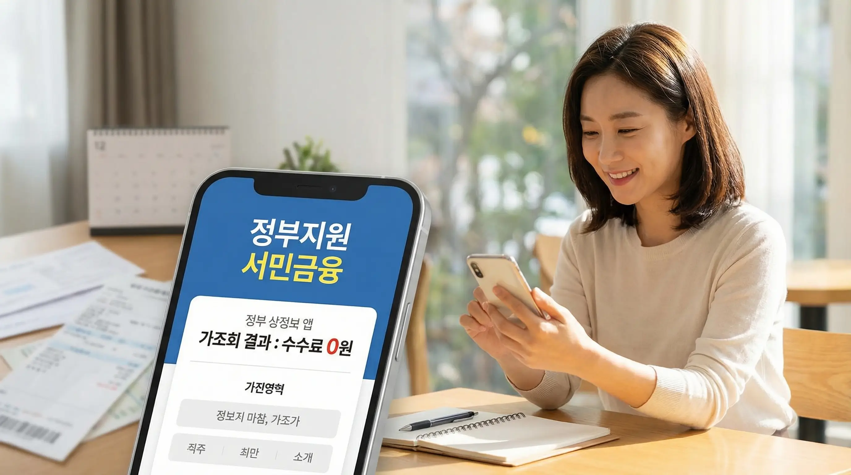스마트폰으로 수수료 0원인 안전한 정부 지원 소액 대출을 가조회하여 미납의 늪에서 벗어나는 현명한 소비자의 모습