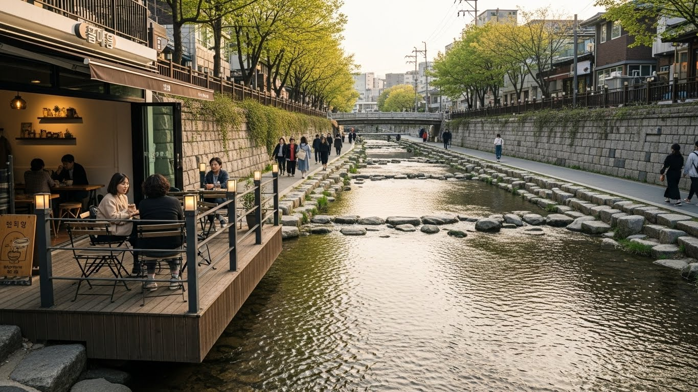성북천 산책로와 평화로운 일상