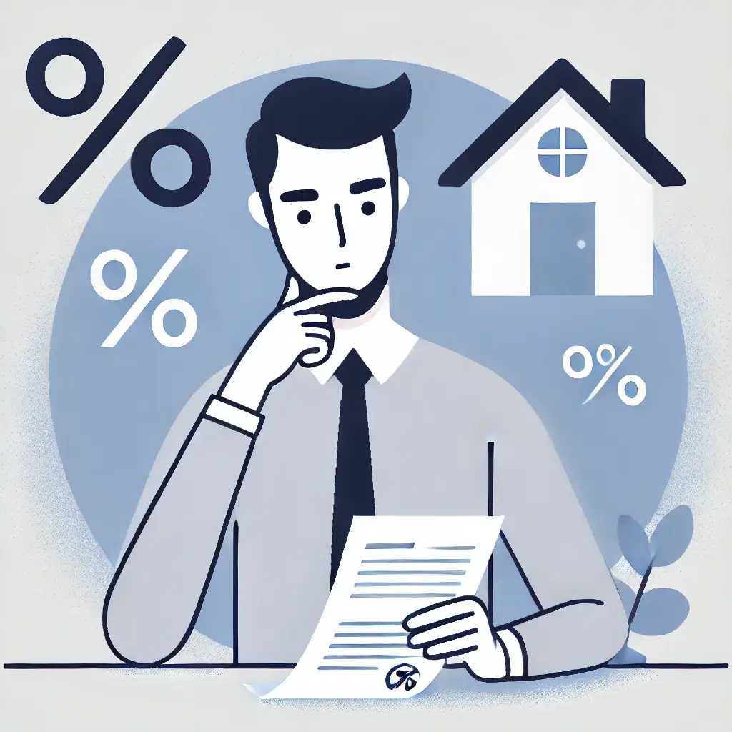 주담대 서류를 검토하는 남자의 모습.