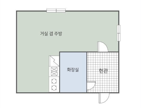 남해 편백자연휴양림 숲속의 집 4인실 배치도