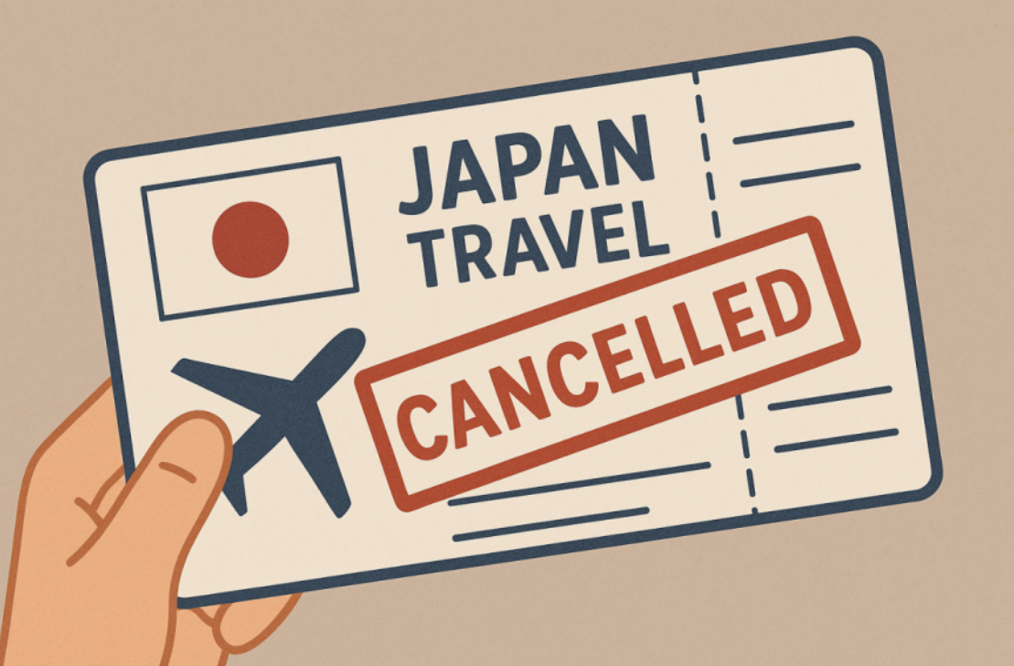 항공권과 여행 일정이 취소된 상황을 나타내는 이미지