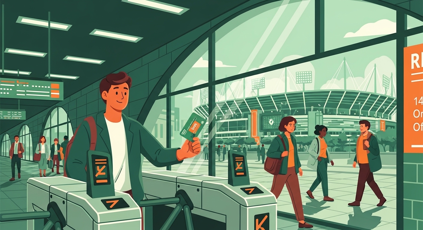 현지 대중교통 정기권을 이용해 월드컵 경기장으로 이동하는 모습