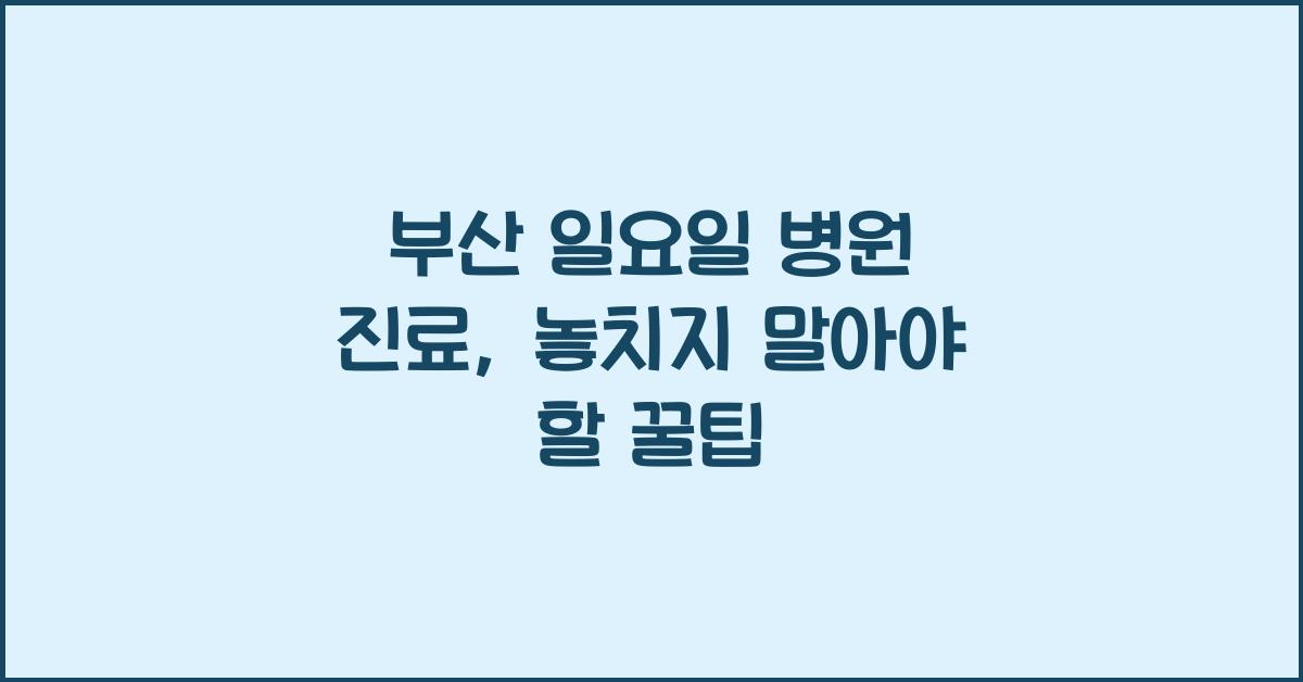 부산 일요일 병원 진료