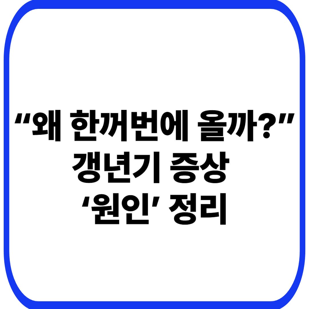 갱년기 증상 원인|왜 열감·불면·짜증이 한꺼번에 오는 걸까요?