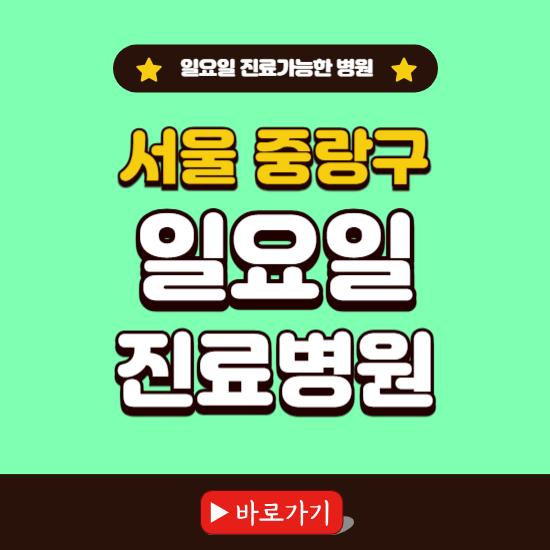 서울 중랑구 일요일 진료 가능한 병원 ❘ 주말 문여는 곳 총정리 (소아과, 내과, 안과, 치과, 피부과, 정형외과, 산부인과)