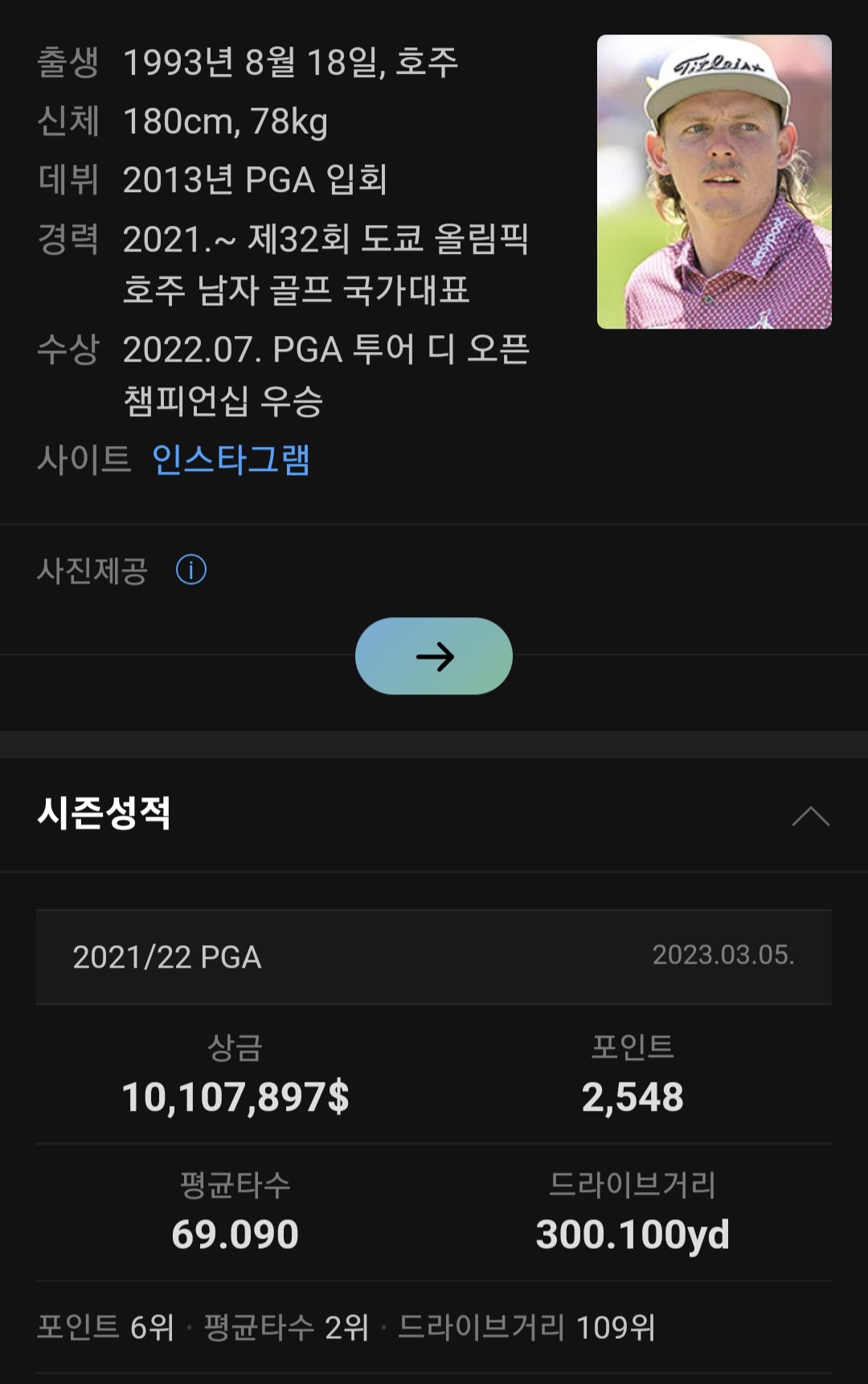 Cameron Smith(캐머런 스미스) / Daum 인물검색