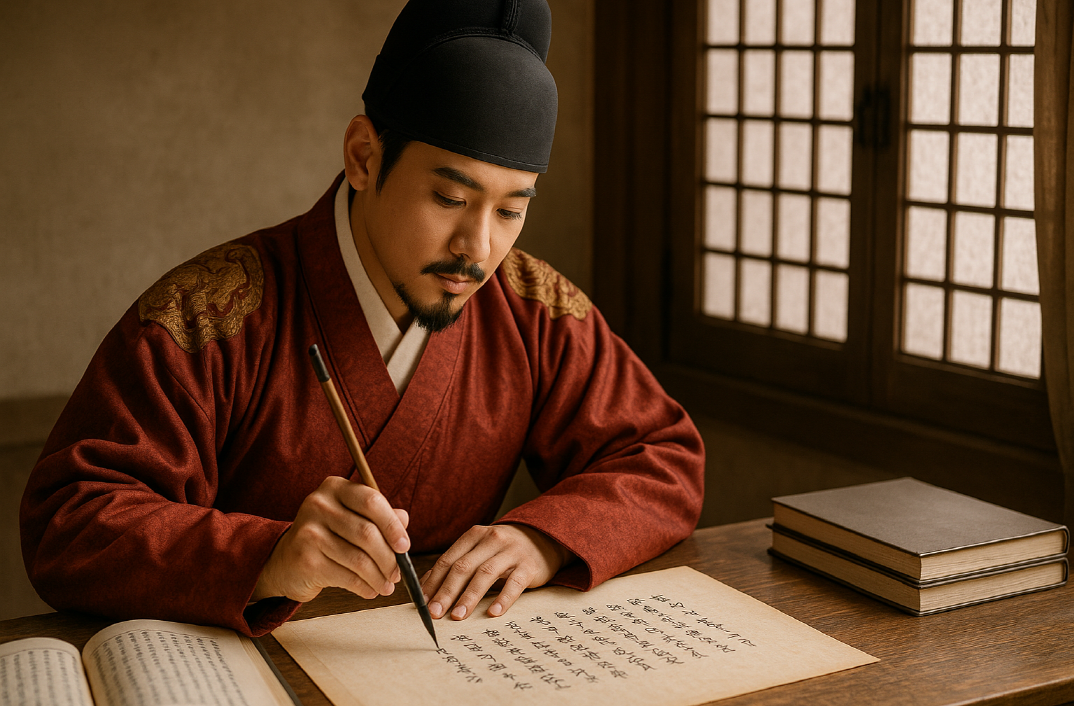 공부와 연구에 몰입중인 젊은 시절의 세종대왕 모습