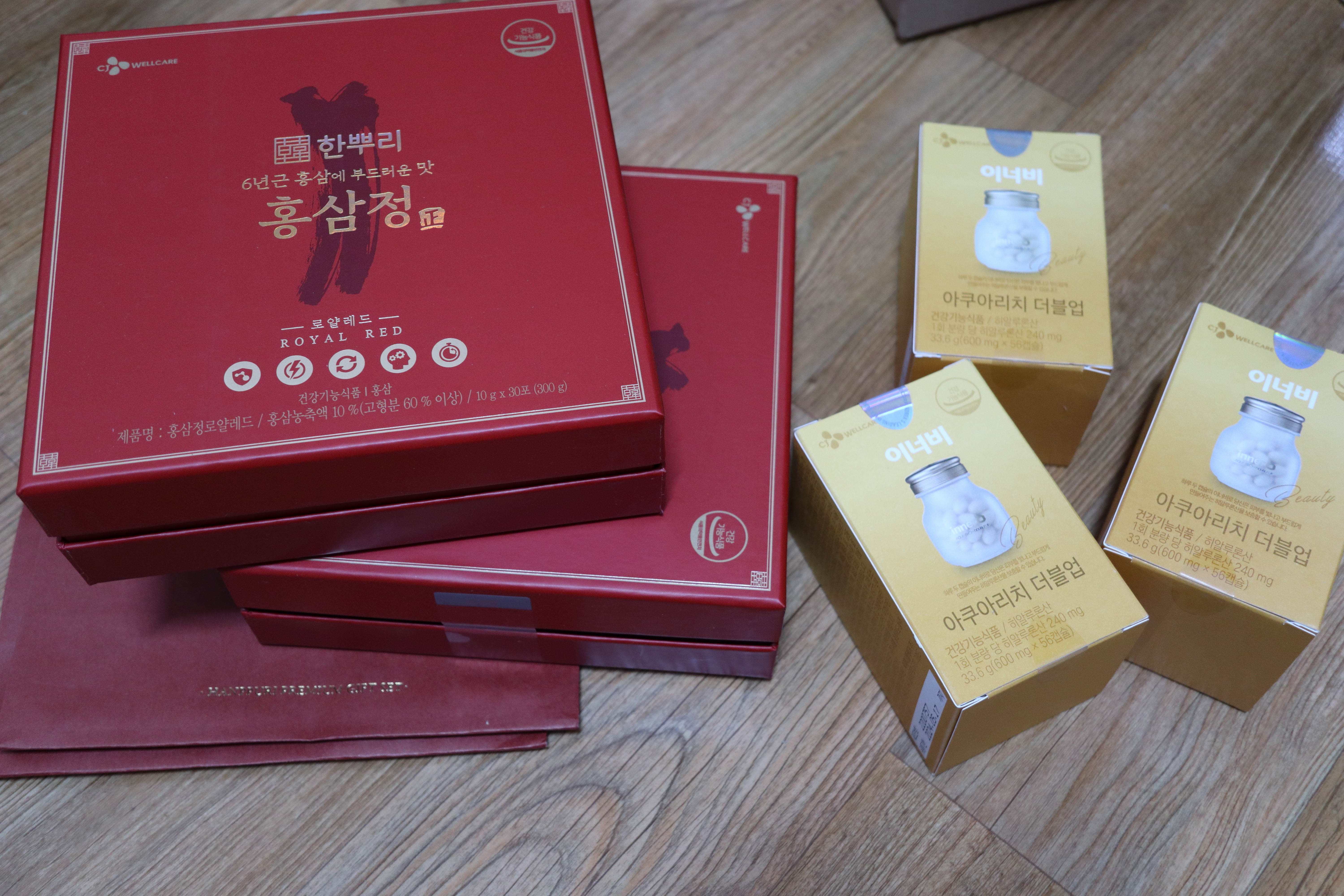 CJ웰케어 이너비 아쿠아리치 더블업, 6년근 홍삼 한뿌리 홍삼정 로얄레드 할인구매 방법