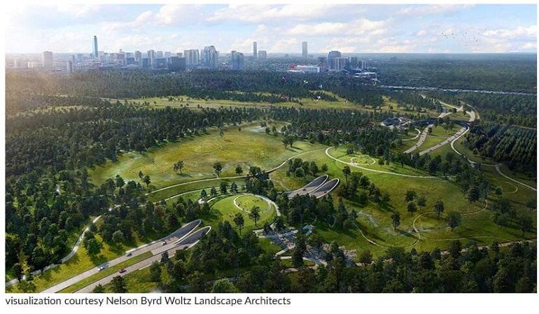 올 12월 개장 휴스턴 야생 휴양 공원 메모리얼 파크 VIDEO: Houston is cloaking a six-lane highway in a 'land bridge' prairie for wildlife