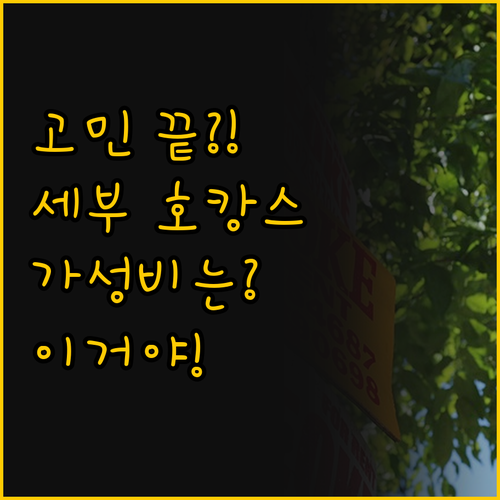 고민 끝! 가성비 세부 시티 호텔 비..