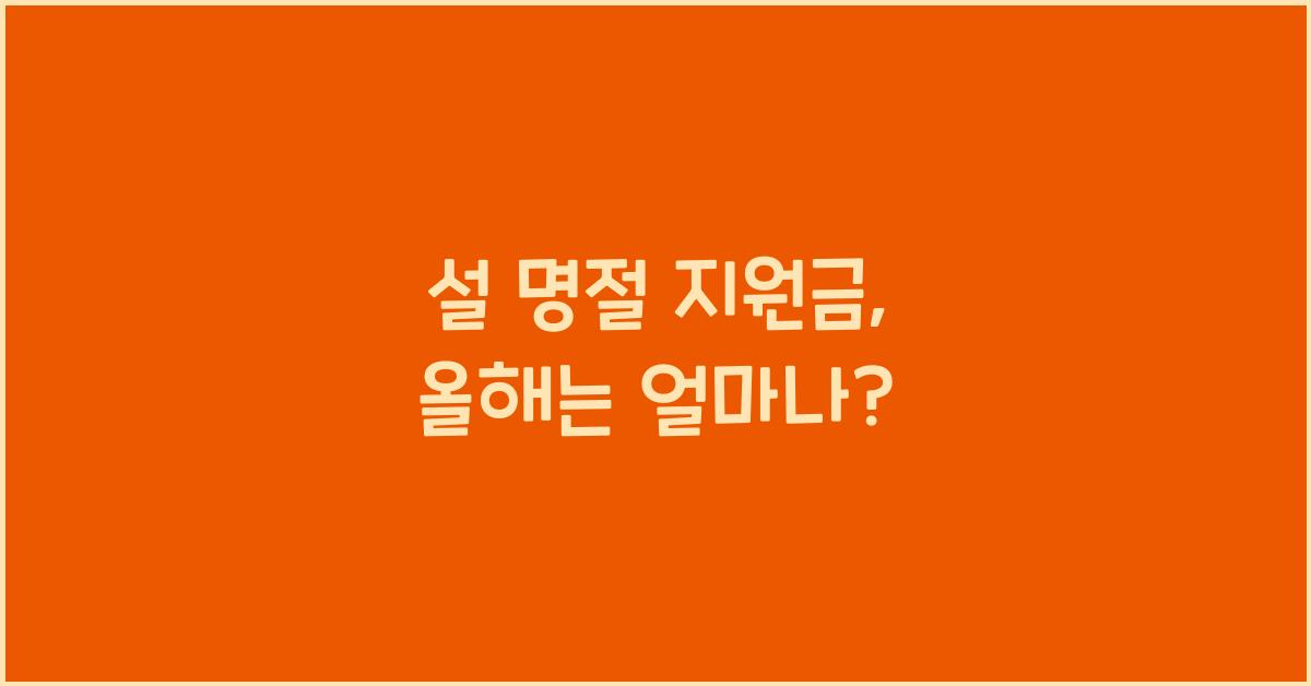 설 명절 지원금