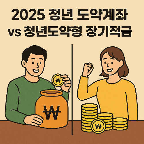 2025 청년 도약계좌 vs 청년도약형 장기적금 비교 일러스트 이미지