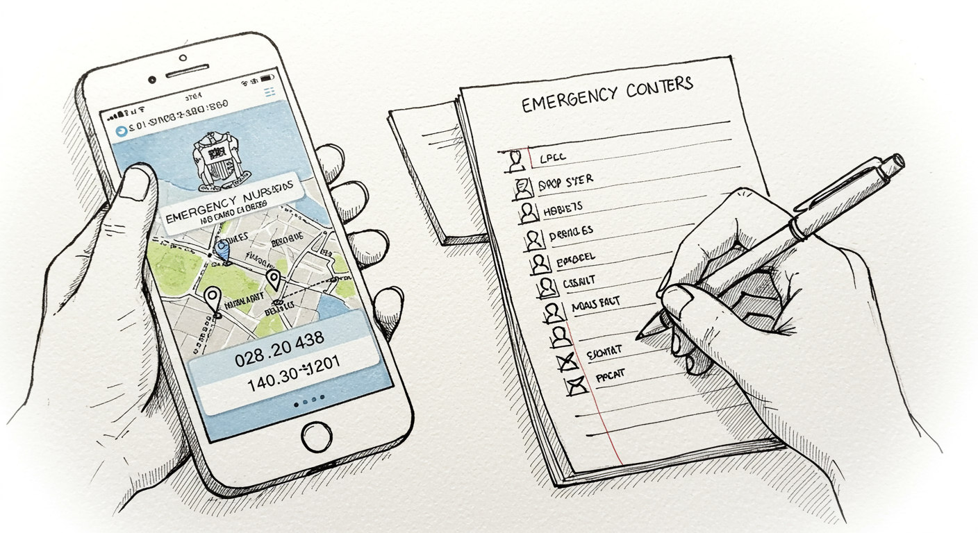 해외여행자 보험 증서와 긴급 콜센터 연락처