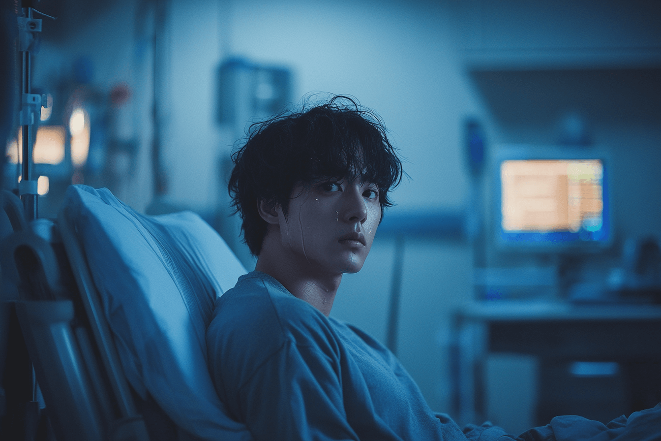 병실에-앉아-있는-남자