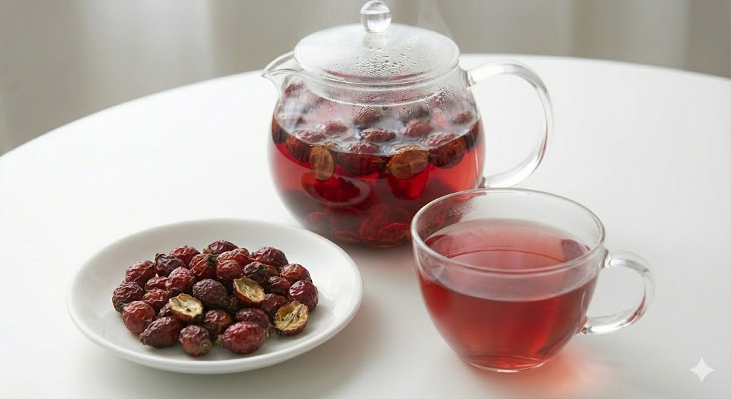 레몬의 60배 비타민 C를 함유하여 피부 미용과 관절 염증 완화에 탁월한 효능을 가진 슈퍼푸드 로즈힙티