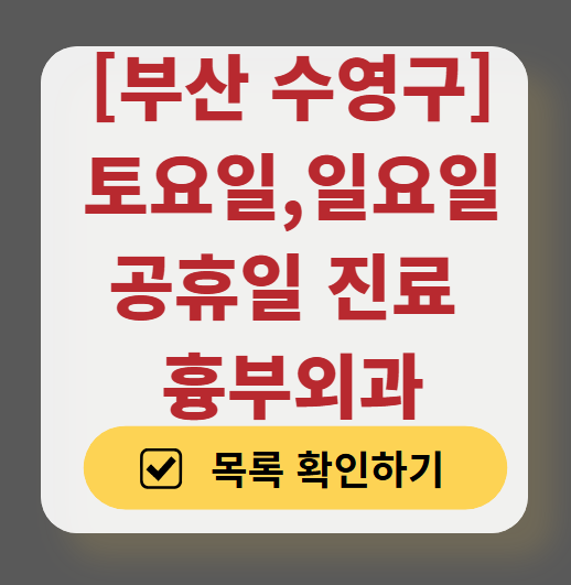 부산 수영구 주말 토요일 일요일 흉부외과 진료 병원 목록 ❘ 공휴일 진료 영업 병원 리스트 찾기