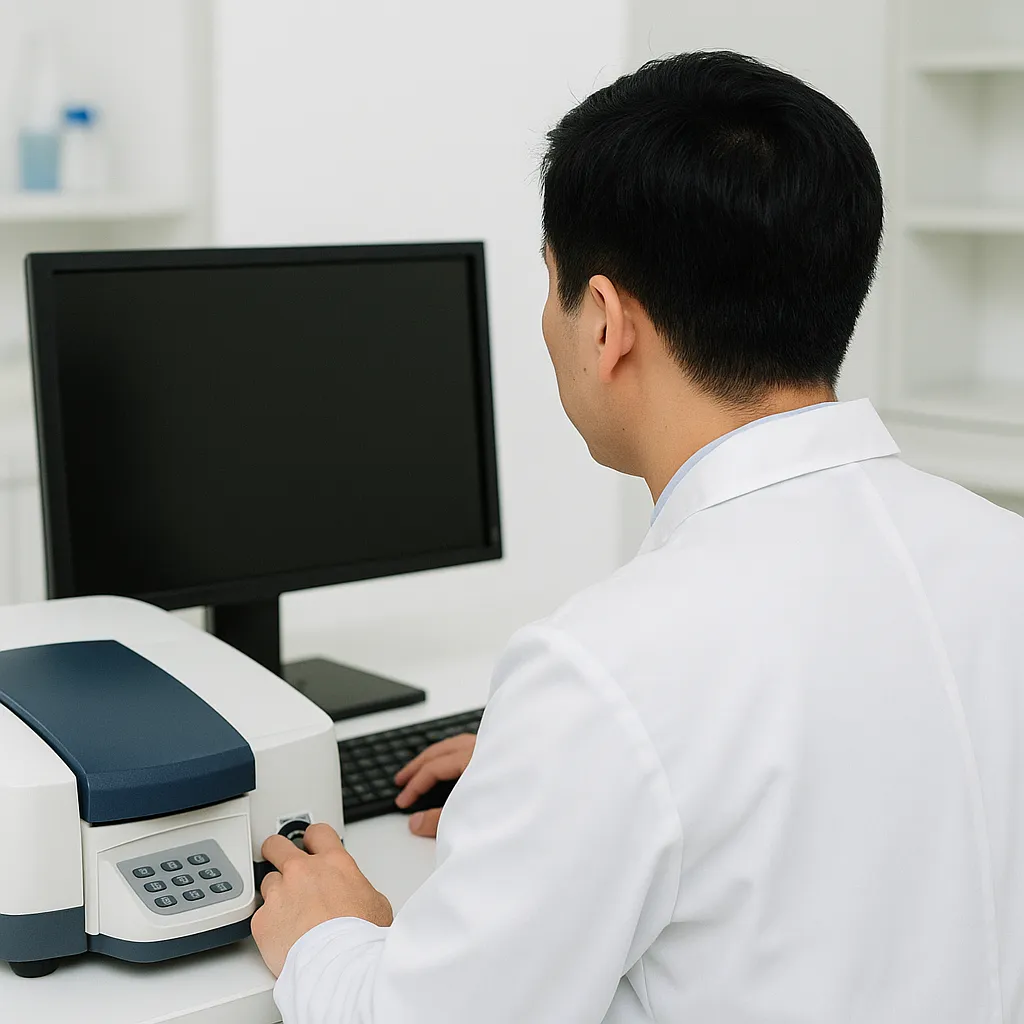 UV 측정 결과를 확인하는 실험 장면