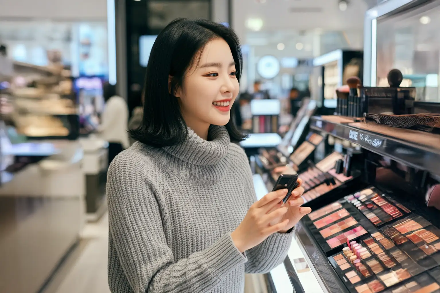 화장품을 쇼핑하는 여성