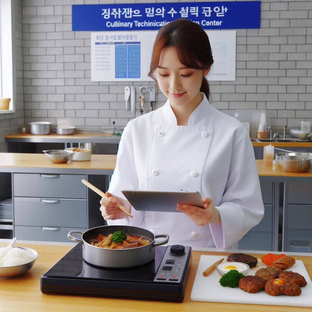 한식조리기사 시험 일정에 시험 보는 여성1