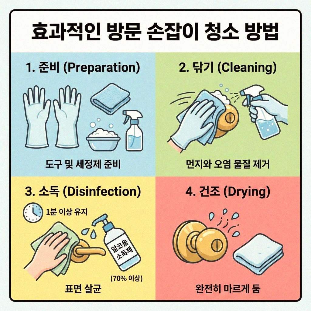 집안의 작은 영웅 방문 손잡이 청결 관리 얼마나 자주 해야 할까요