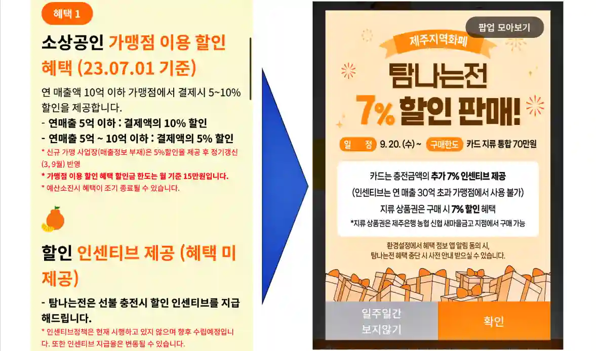 탐나는 전 혜택 정책 정보 최신 23년 9월 업데이트 사항 사진 비교 입니다.