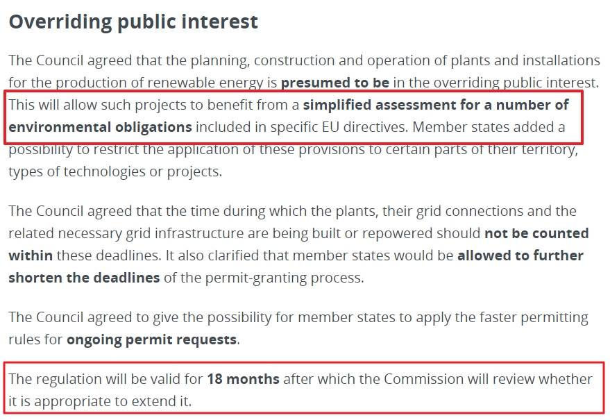 승인을 위해 환경영향 평가는 간소화 되고, 이 합의는 18개월 유지가 되고, 연장이 될수도 있다는 내용의 기사 본문