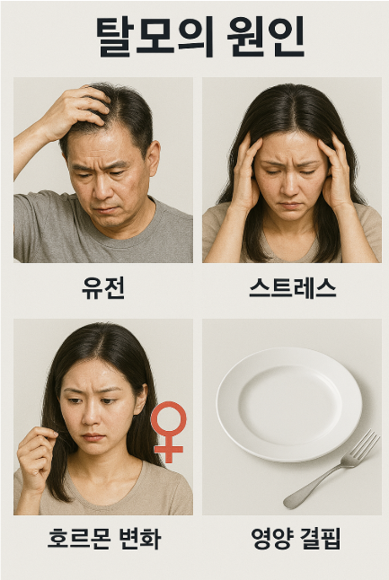 탈모의 다양한 원인을 보여주는 인포그래픽