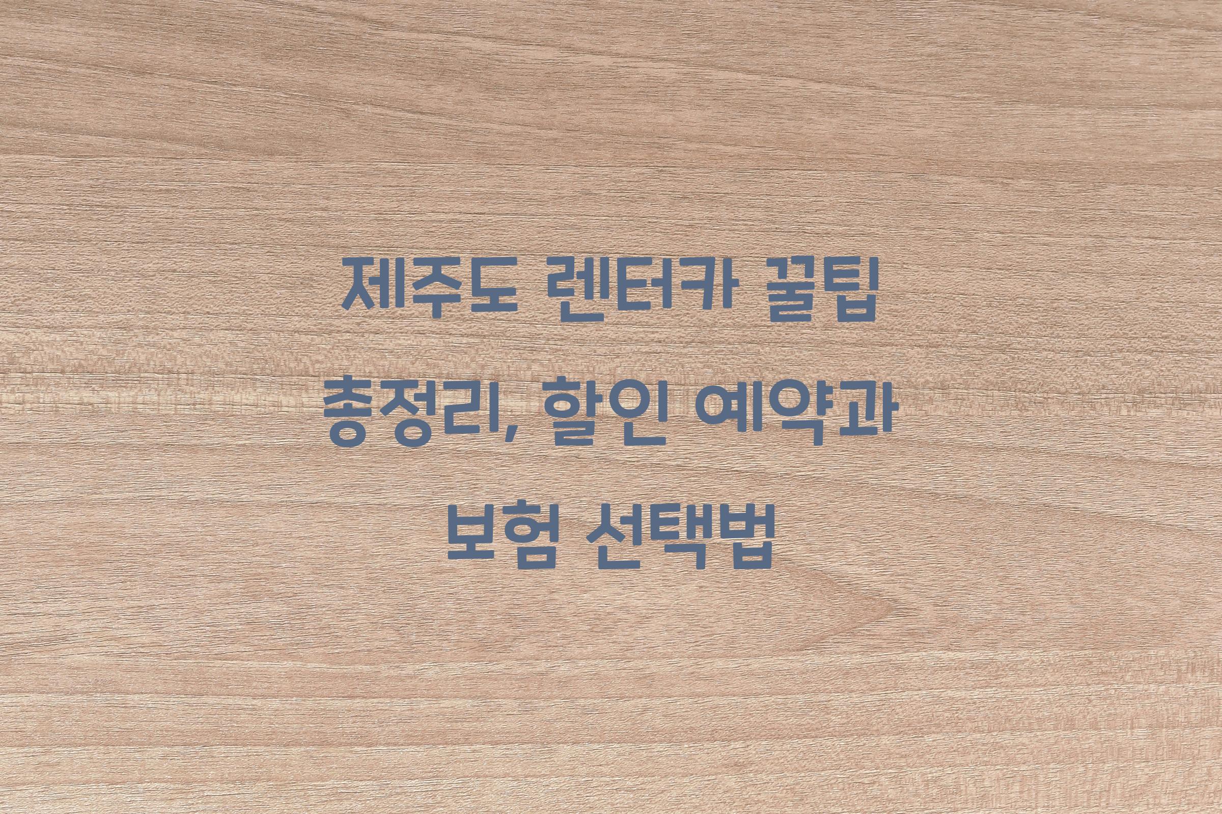 제주도 렌터카 꿀팁