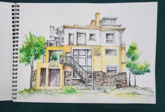 아크릴물감으로 어반스케치 그리기 파주 프로방스 카페로즈에서_7