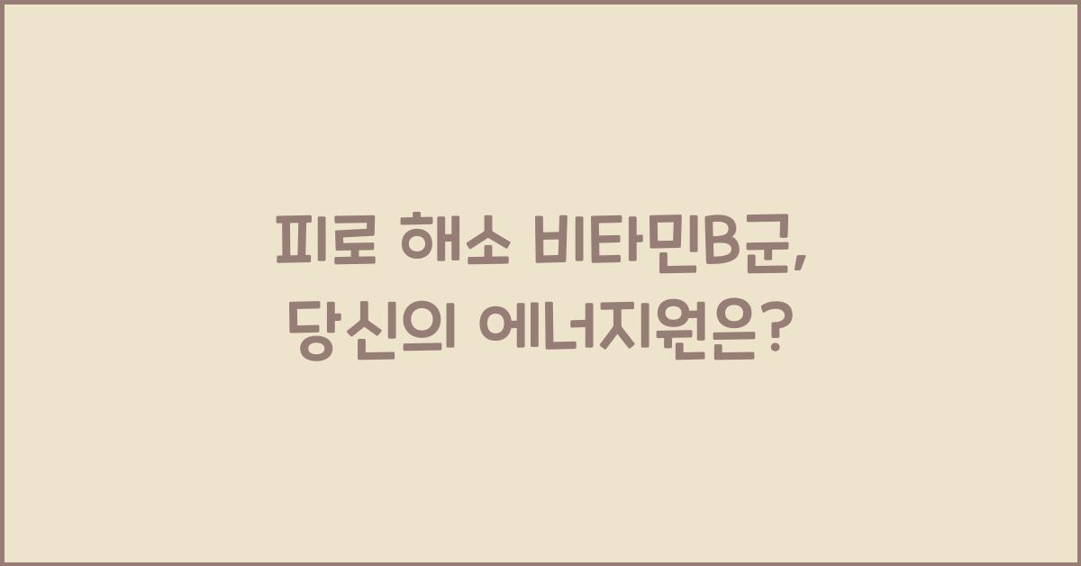 피로 해소 비타민B군