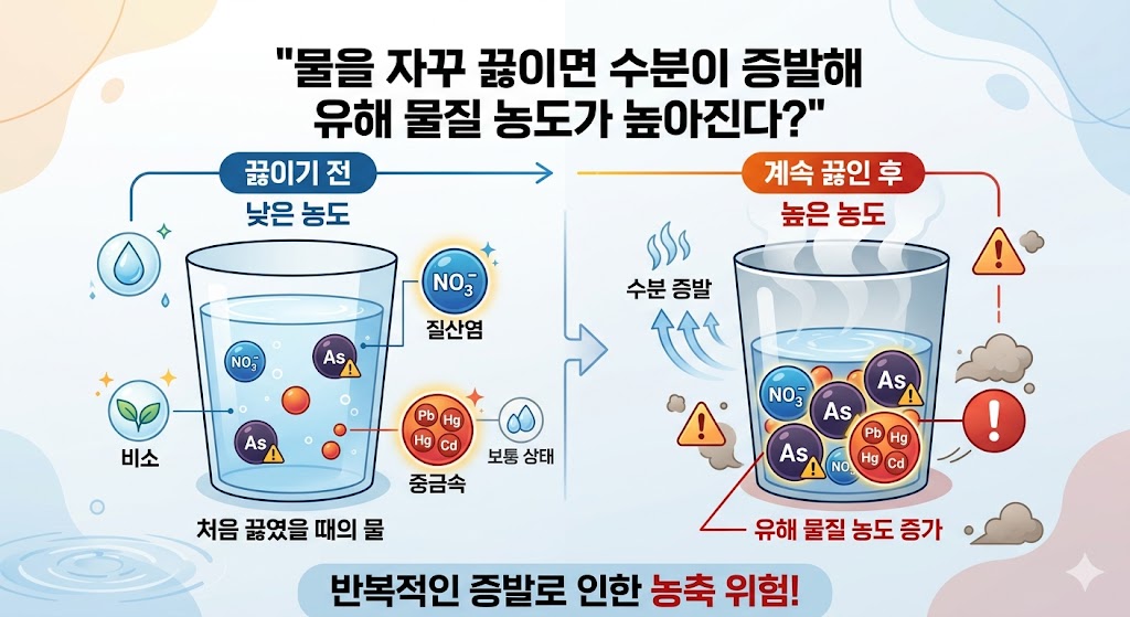 Infographic explaining the rumor of harmful chemical concentration in reboiled water