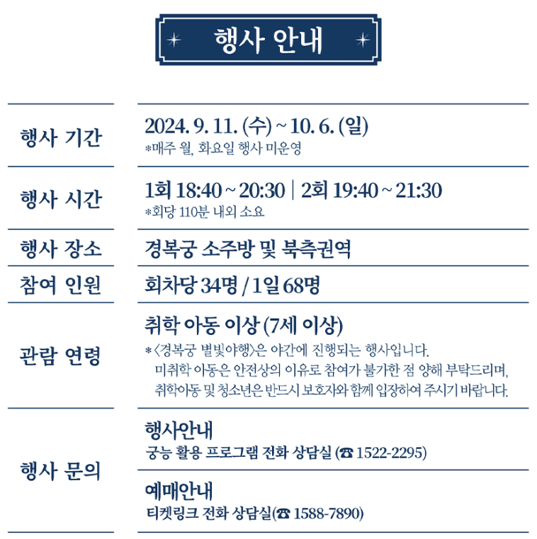 경복궁 별빛야행 행사 안내