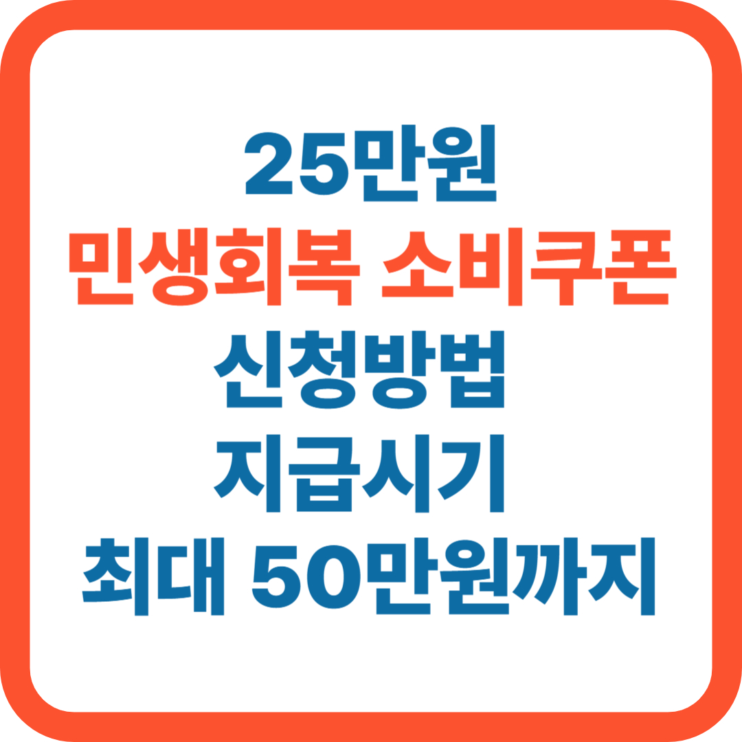 25만원 민생회복 소비쿠폰 신청방법 지급시기 확인 최대 50만원