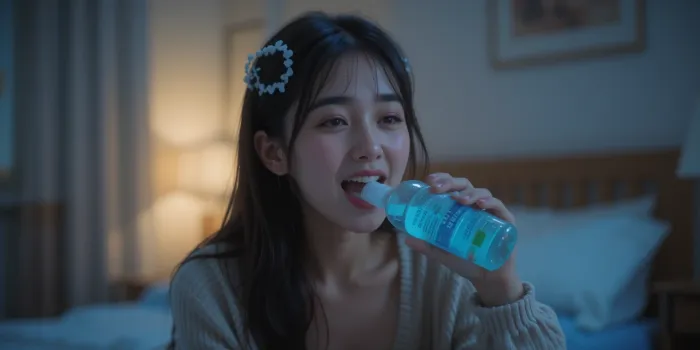 잠들기 전 가글하는 편안한 밤 풍경