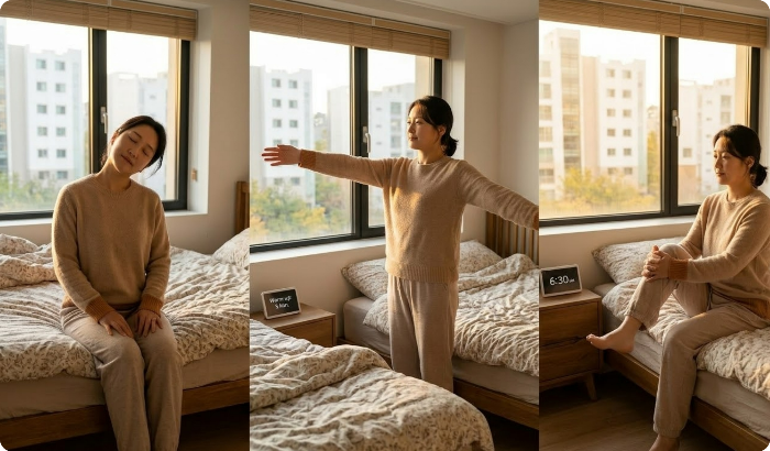 넷째, 가벼운 스트레칭+샤워로 혈액순환 촉진