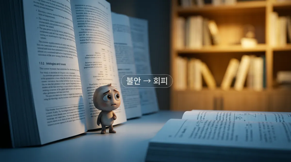 시험 전 불안과 공부 미루기 심리 이미지