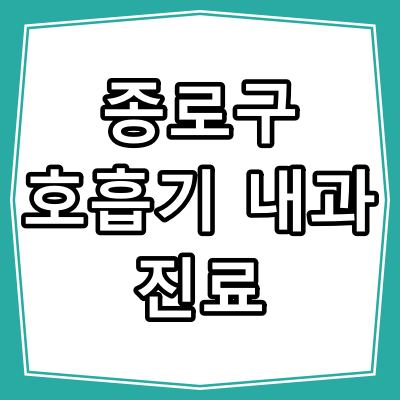 서울시 종로구 호흡기 내과 진료 하는 병원