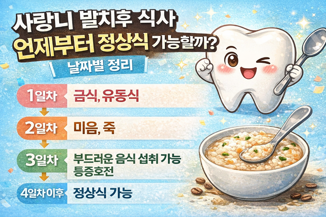 사랑니 발치 후 가능한 식사, 날짜별 완벽 가이드