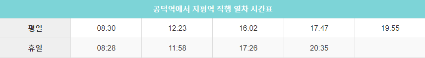 공덕역에서 지평역 직행시간표
