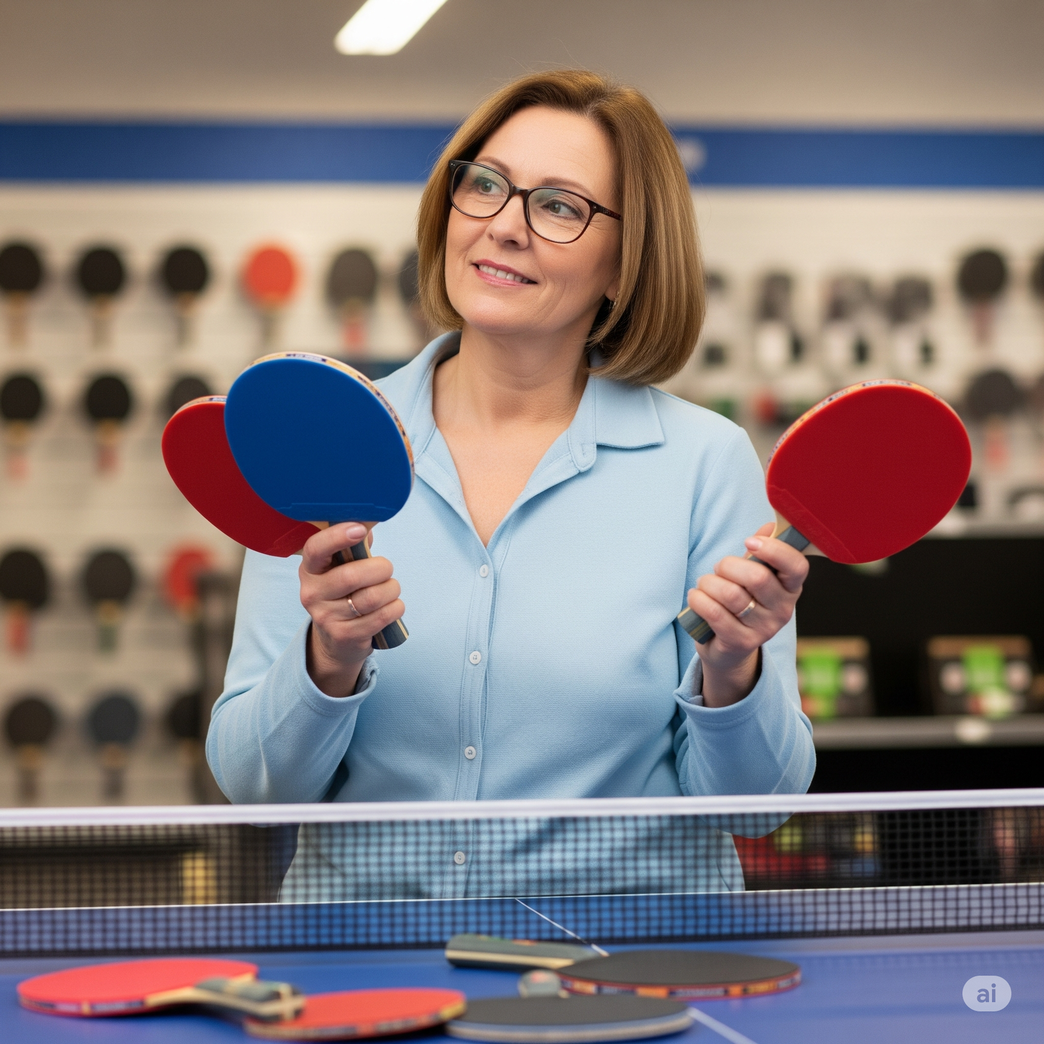 탁구 라켓 고민하는 사진