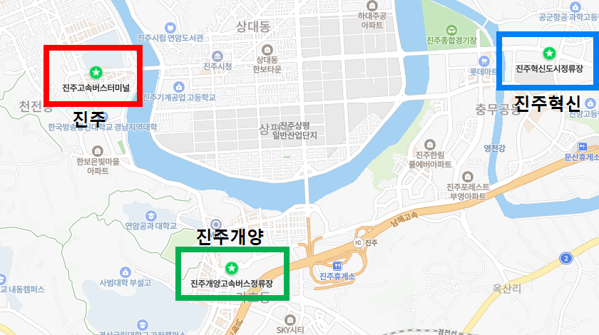 진주버스터미널 위치-지도