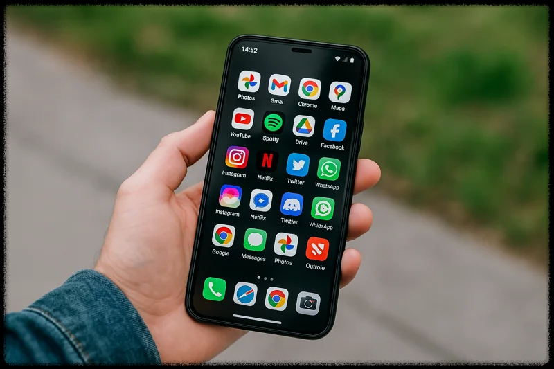 다양한 앱이 설치된 스마트폰 화면