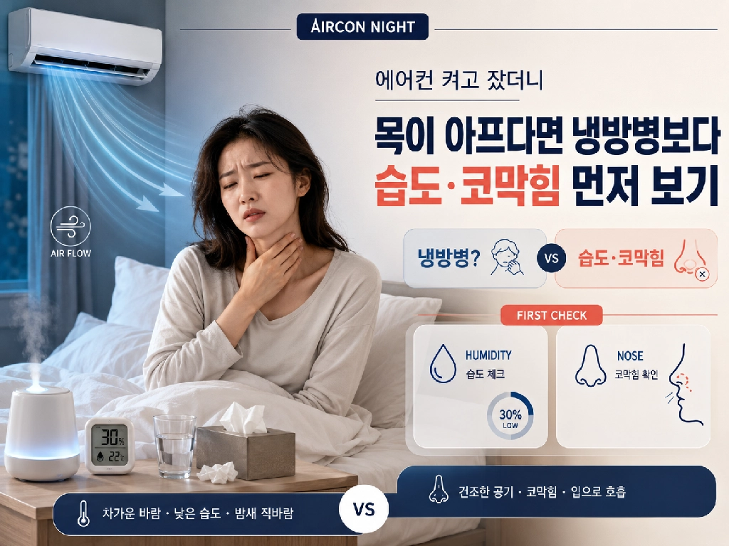 에어컨 목아픔, 냉방병보다 먼저 볼 습도&middot;코막힘 5가지