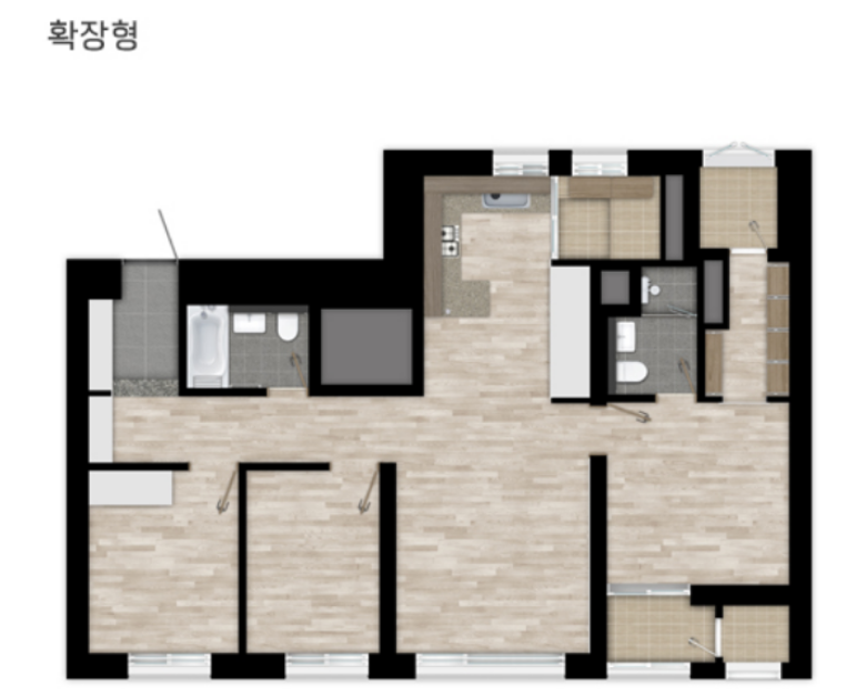 동탄역 롯데캐슬 65 확장형 평면도