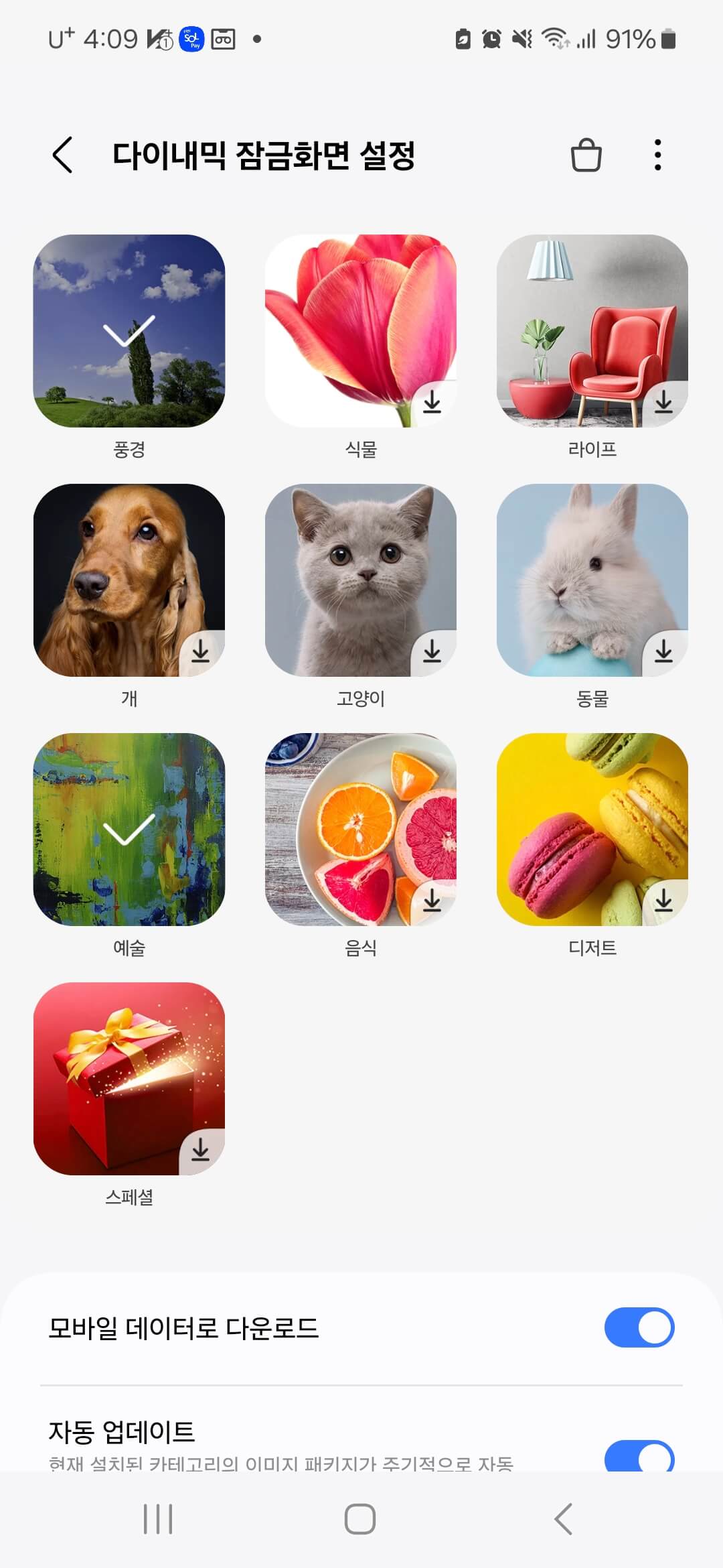 테마 선택 화면